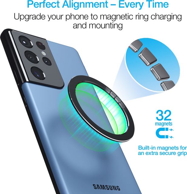 Naztech MagUp MagSafe Magnetic Ring Adapter 2-Pack, Black